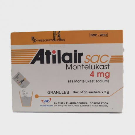 Thuốc cốm Atilair 4mg dự phòng và điều trị hen phế quản mạn tính, viêm mũi dị ứng (30 gói x 2g)